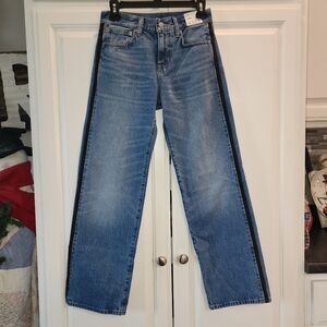 J. Crew 23P Midrise Relaxed Straight Jean w Brown Suede Side Stripe NwT Womens